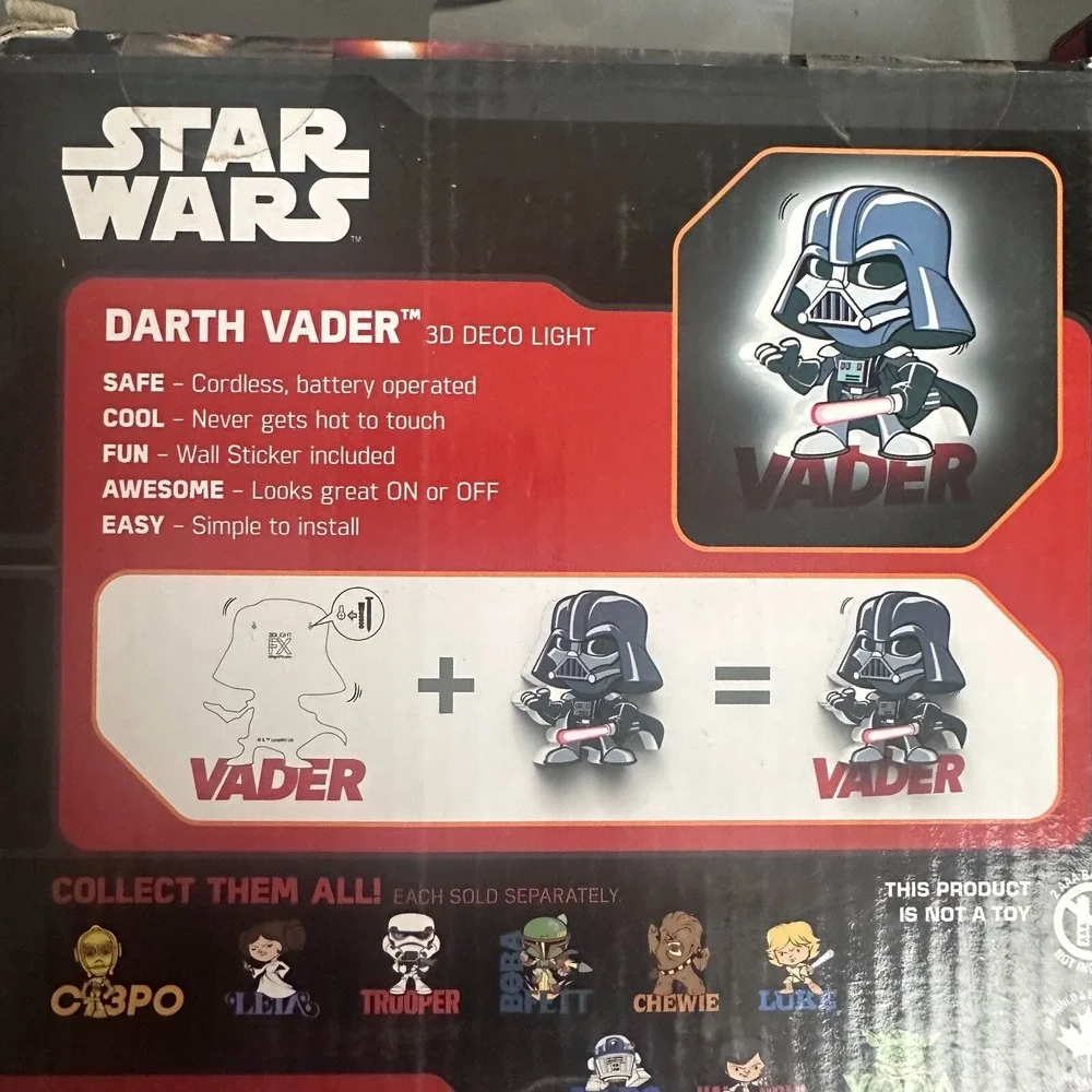 Star Wars 3D Deco Light‎ Set Yoda Darth Vader Stormtrooper Chewbacca LED Lamp